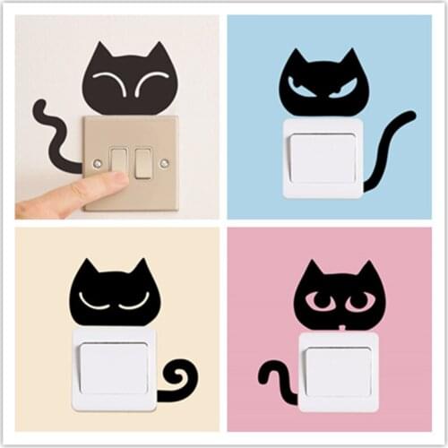 DIY Funny Cute Cat Switch Panel Stickers Waterproof Wall Stickers Home Decoration Kids Baby room Bedroom Parlor Decoration