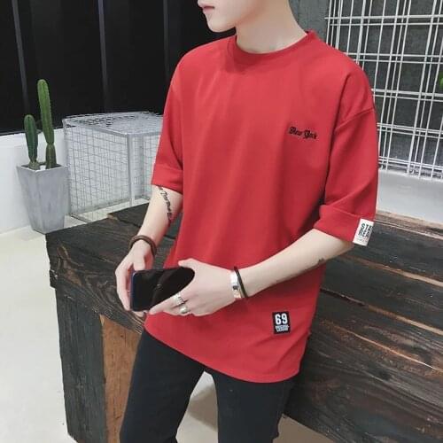 Short sleeve T-shirt bottomed shirt round neck solid embroidery White Black Slim half sleeve summer