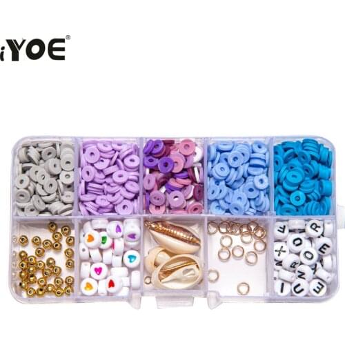 IYOE 953pcs/Set Polymer Clay Chips Acrylic Heart Letter Beads Set Natural Shell Charms For Jewelry Making Bracelet Necklace