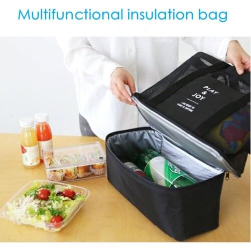 Insulation Bag Double-layer Picnic Bag Mens and Womens Sports Mesh Storage Bag Ice Pack Storage Bag Office Lunch Snacks Bag