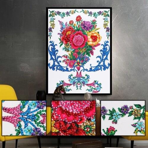 Beautiful Flowers 5D Special Shaped Diamond Painting Embroidery Needlework Rhinestone Crystal Cross Craft Stitch Kit DIY Picture