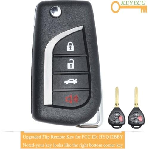 KEYECU Upgraded Flip Remote Car Key for Toyota Camry 2007- 2011, Rav4 Yaris 2006 - 2010, Fob 3 1 4 Button - 314.4MHz - HYQ12BBY