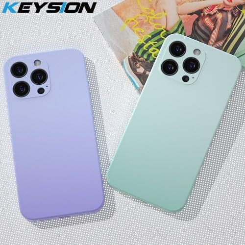 KEYSION Gradient Liquid Silicone Case for iPhone 11 12 Pro Max XR XS Shockproof Phone Back Cover for iPhone SE 2020 8 7 6s Plus