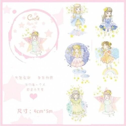 Fairy Lovely Girl Washi Tapes Bullet Journal Masking Tape Adhesive Tape DIY Scrapbooking Washi Stickers