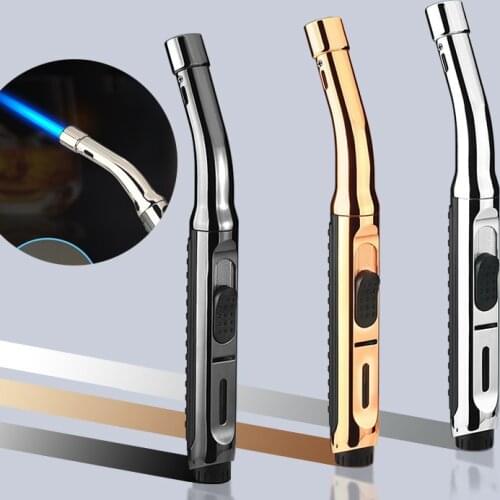 Kitchen Lighter Butane Spray Gun Metal Lighter Windproof Gas Lighters Smoking Cigar Lighter Jet Torch Welding Gun Outdoor Ignite