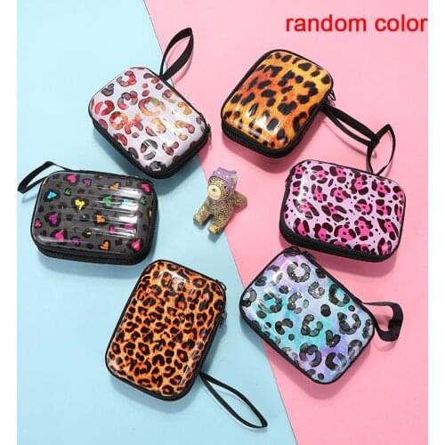 1PC Mini Suitcase Shape Tinplate Coin Pack Leopard Square Bag Mini Pouch Purse Key Purse Coin Storage Bag