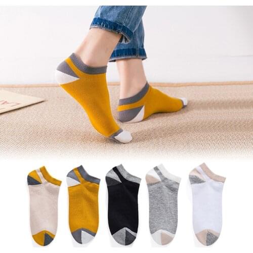 5 Pairs/Lot Fashion Mens Socks Invisible Male Boat Socks Breathable Sweat Absorbing Cotton Socks Multi-Colors Daily Casual Sock