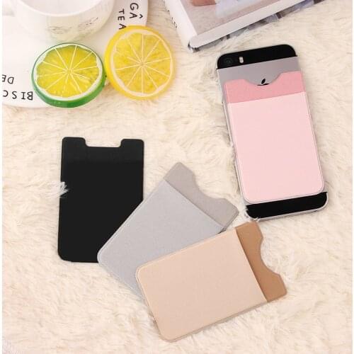Fashion Elastic Mobile Phone Wallet Credit ID Card Holder Adhesive Pocket Sticker Cellphone Accessory Pocket Case