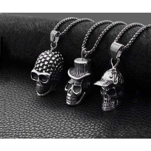 Fashionable titanium steel skull pendant titanium steel hip hop necklace men and women pendant accessories hot sale