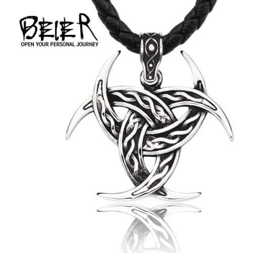 Beier men pendant Triple Horn Of Odin Valknut stainless steel man necklace cool jewelry LP183