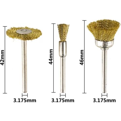 Brass Brush Wire Wheel Brushes Set 3pcs/Set Polishing Rotary Tool For Dremel Tools Accessories