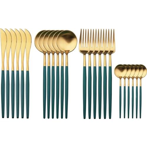 Flatware Set 304 Stainless Steel 1/6/8/12/24 Pcs Dinner Dessert Knife Fork Spoon Dinnerware Cutlery Tableware Silverware Set