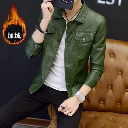 2022 the new mens cultivate ones morality winter motorcycle leather jackets youth add hair thickening fashion leisure leather