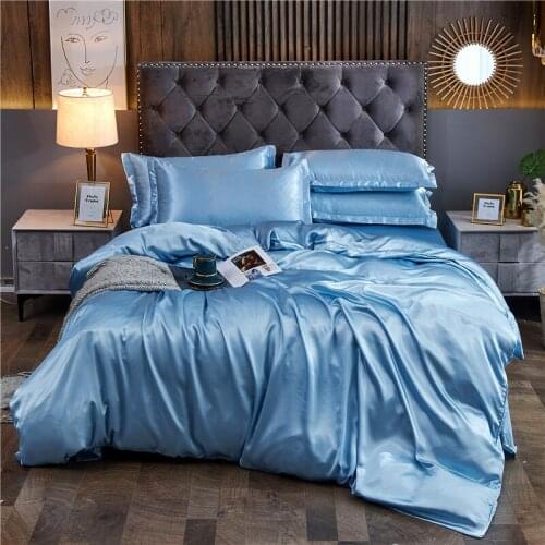 Solid Color Bedding Set Luxury Soft Bed Sheet and Pillowcase Quality Quilt Duvet Cover Set Summer Bed Linen For Home Double King