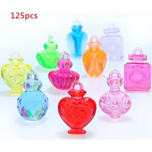 Wholesale 125pcs Assorted Designs Colors Fashion Perfum Shape Acrylic Necklace Pendants DIY Jewelry Findings Plastic Charms