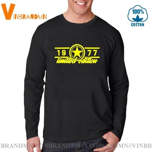 Fathers Birthday gift 70s Clothing Limited Edition Mens Long Sleeves tee shirt Born in 1977 T-shirt Made in 1977 Tshirt
