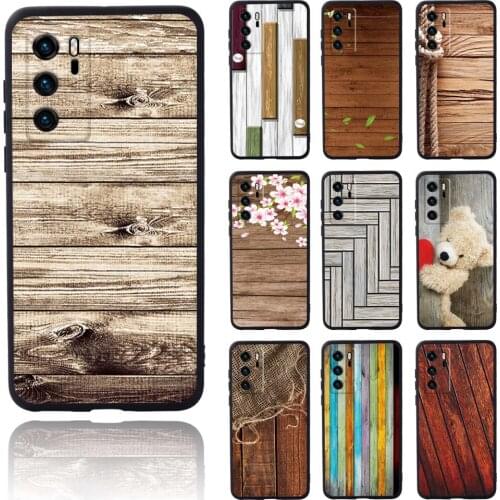 Shockproof Phone Case for Huawei P20 / P20 Pro/ P20 Plus/P30 /P30 Pro/ P30 Plus/ P40 /P40 Pro Max Wood Pattern Anti-fall Shell