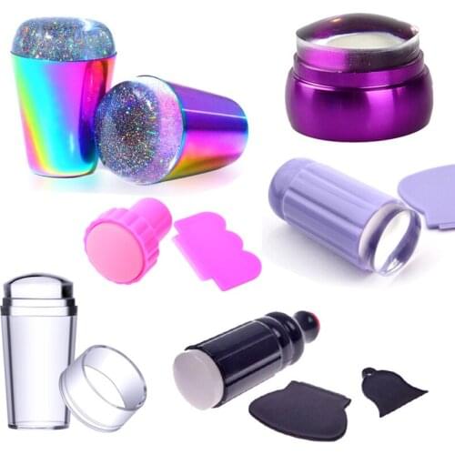 Transparent Head Nail Stamper Scraper Set Silicone Stamper for Nail Art Stamping Plate Template Stamp Tools