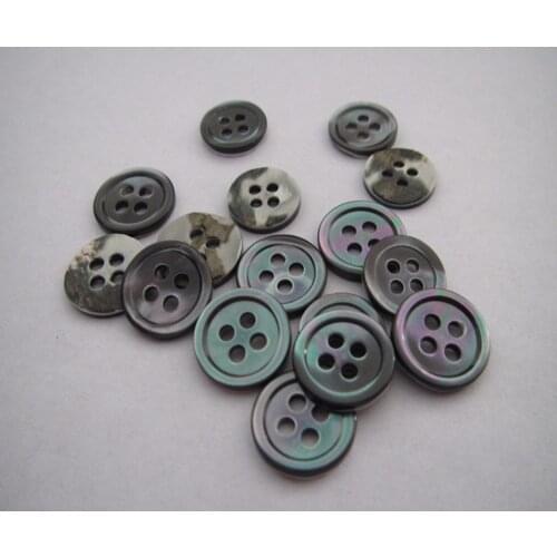 Free shipping 12mm smoke gray color man shirt mother of pearl trocas shell button 4 holes round edge shell button 100pcs