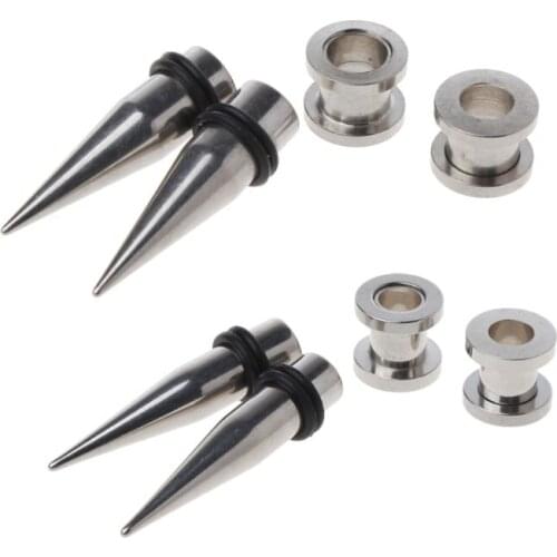 Y166 7mm and 9mm 316L Steel Tapers and Tunnels Ear Studs Stretching Kit Body Jewelry