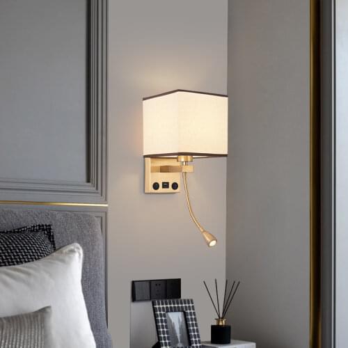Modern Led Bedside Reading Wall Lamp WIth USB Fast Charge Spotlight Bedroom Living Hotel Room Wall Light Home Decoration Fixture
