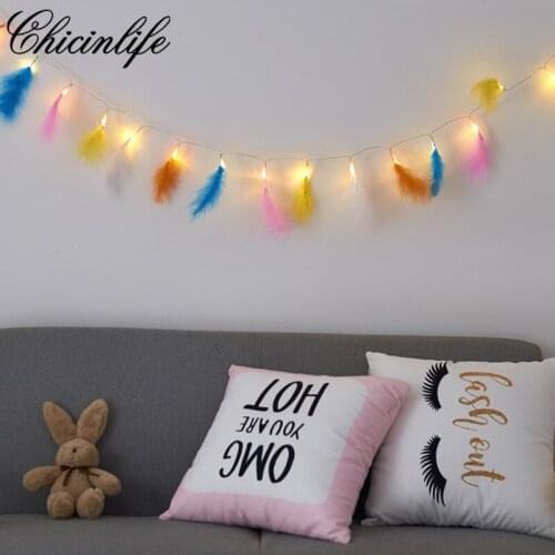 Chicinlife 1.2m 10Pcs Feather Happy Wedding LED String Light Night Lamp Hanging Holiday Birthday Home Party Wedding Decoration
