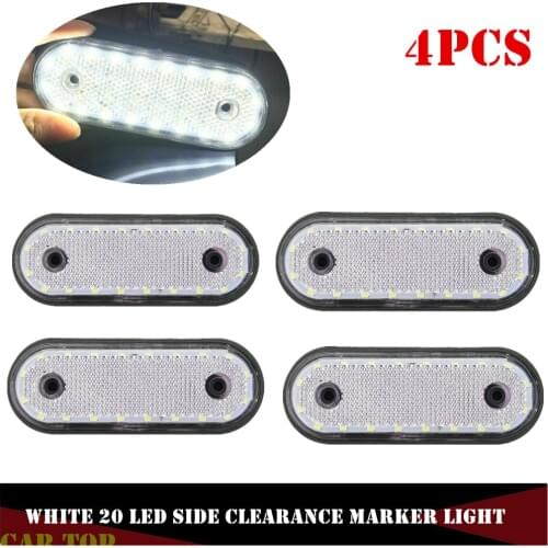 4PCS 20 LED Clearance Lights Trailer 24v LED Lights White Universal Surface Reverse Truck Van Side Marker Light