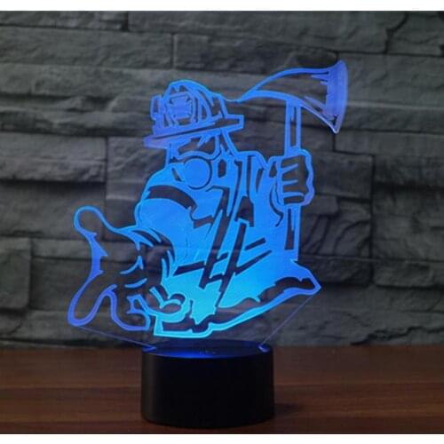 Axe Firefighter 3d Usb Led Night Light Touch Control Gradual Change 3d Light Fixtures Gift Energy Saving 7 color change Led Lamp