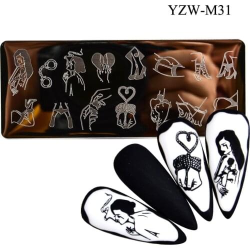 Manicure Printing Template Nail Stickers Butterfly Snowflake Rose Love Geometric Face Manicure Printing Steel Seal Nail Art