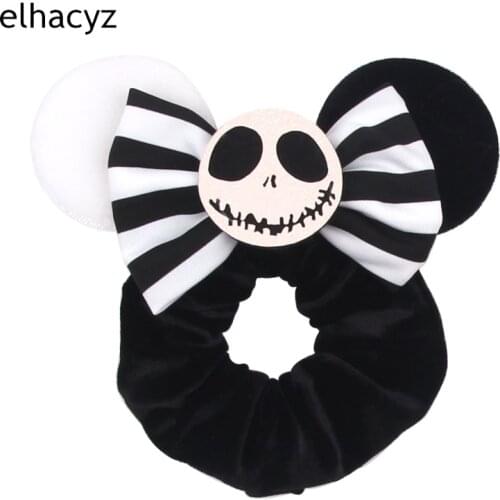 Halloween/Christmas Festival Sequins Hair Bow Mouse Ears Velvet Women Scrunchies Hair Bands For Girls Headband Headwear 2021