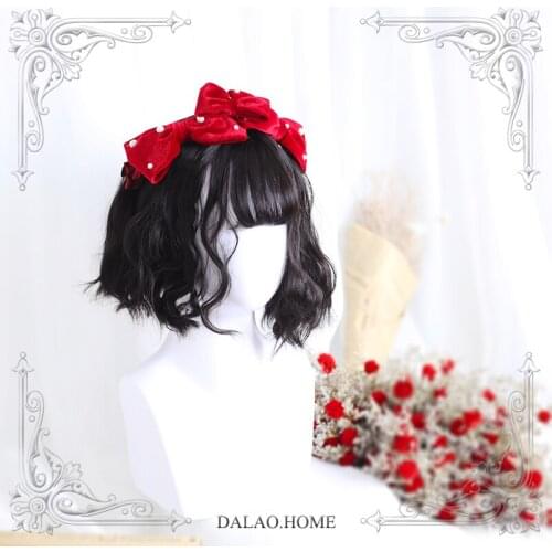 High Quality Harajuku Soft Girl Lolita Natural Black Air Bangs High Temperature Resistance Wig Short Hair