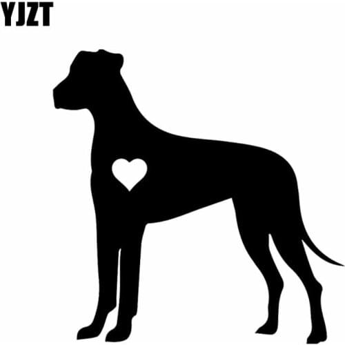 YJZT 12CM*12CM Great Dane Heart Silhouette Car Decoration Decal Black/Silver C2-3148