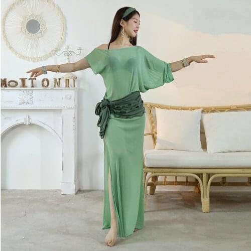 Belly Dance Female Adult Elegant Robe Practice Clothes Set Oriental Dancewear Profession Performance Dress And Hip Scarf Suit