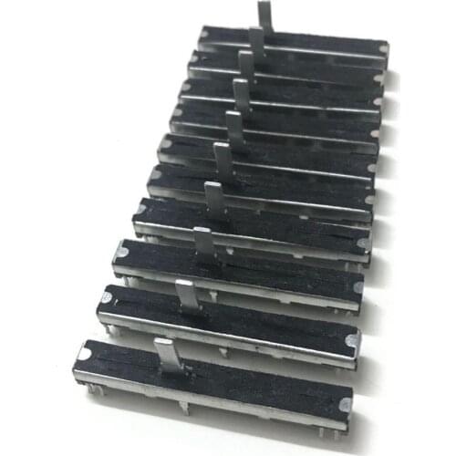 10PCS Electronic organ synthesizer Black 6 cm 6.5MM long double mixer fader potentiometer B50K B50KX2 15MMC