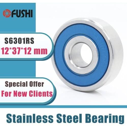 10PCS S6301RS Bearing 12*37*12 mm ABEC-3 440C Stainless Steel S 6301RS Ball Bearings 6301 Stainless Steel Ball Bearing