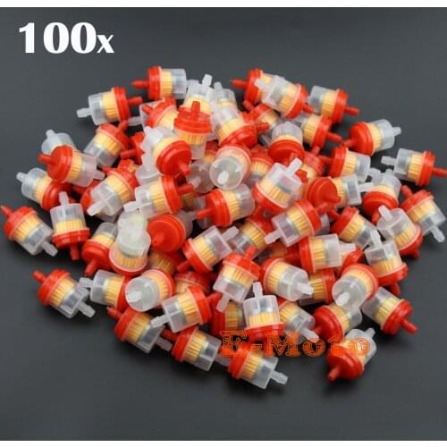 100 PCS Universal Motorcycle Dirt Bike ATV Moto Go Kart Mini Engine Fram Plastic Inline Fuel Gas Filter RED E-Moto
