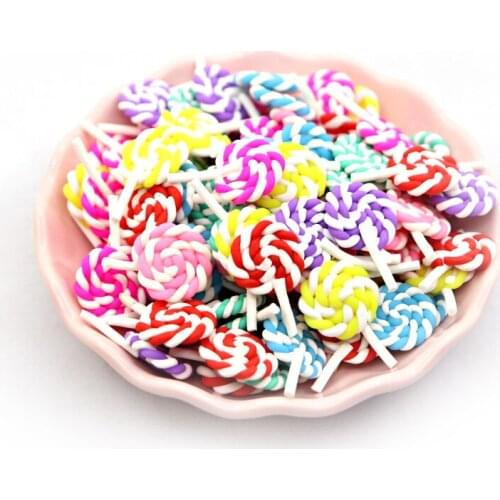 20pcs DIY Clay Lollipop Headwear Scrapbooking Cute Parts Phone Shell Decoration Kawaii Cabochon For Craft Toy Embellishments