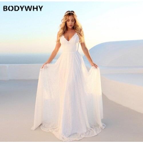 2020 Summer New Girl Dress Womens Sexy V-neck Strap Halter Lace Dress Party Dress White Dress