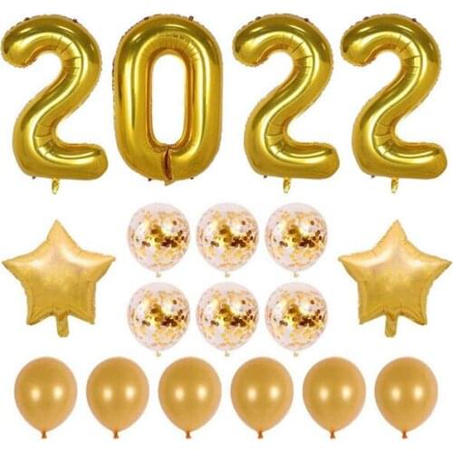 40 inch 2022 Balloons Graduation Party Balloons with Confetti Balloons 18 inch Star Balloons for New Year Party Grad Event