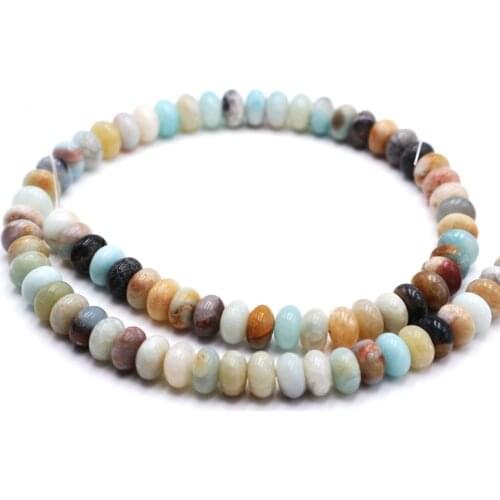 4x6mm 5x8mm Natural Amazonite Stone Beads For Jewelry Making Loose Spacer Abacus Heishi Stone Beads DIY Bracelet Earring 15