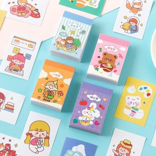 50 Sheets Scrapbooking Stickers Set Kawaii girls Cats Bears Decorative Label Sticker For DIY Art Craft Planner Scrapbook Diary