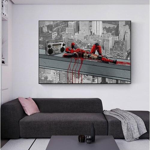 Movie Funny Superhero Canvas Painting Deadpool Graffiti Marvel Abstract Posters Prints Modern Wall Art Pictures for Living Room