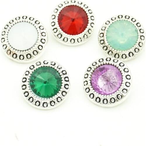 12mm Acrylic Druzy Crystal Snap Button Vintage Metal Button Charms Fit DIY Snap Bracelet Earrings Jewelry Findings