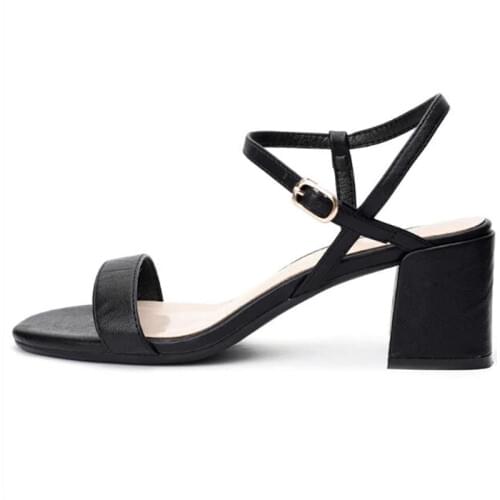 Women Sandals 2020 Summer 5CM High Heels Shoes Woman Pumps Patent Leather Ankle Straps Ladies Peep Toe Square Wedding Sandals