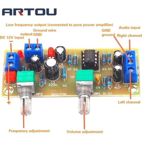 DC 10-24V Subwoofer Amplifier Preamp Board Subwoofer 22Hz-300Hz Frequency Filter Plate for Diy Kit