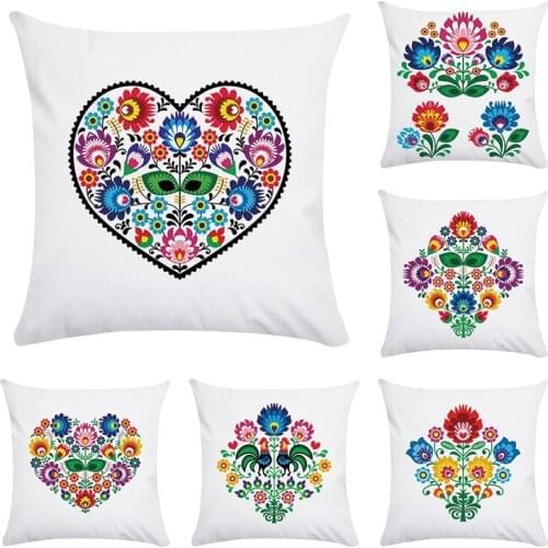 Throw Pillow Case Cotton Polyester Geometric Sweet Love Heart Flowers Shap Cushion Cover Decorative for Sofa Cojin New CR031