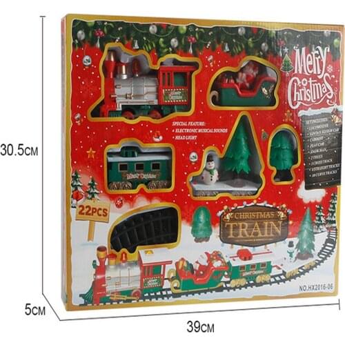 22PCS Kids Track Small Train Toy Electric Light Music Christmas Train Simulation Classic Power Track Train Set Xmas Gifts 3