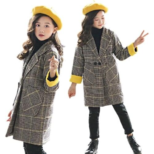 Toodler coat Kids Woolen Coat Girls Overcoat Winter thick Long Jackets For Girl Kids Jacket &Outerwear Snowsuit Kids woolen coat