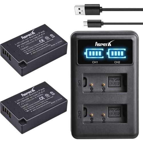 2Pcs LP-E17 LPE17 LP E17 Rechargeable Battery+ LED Dual Charger for Canon EOS Rebel T6i 750D T6s 200D 760D M3 800D 8000D X8i
