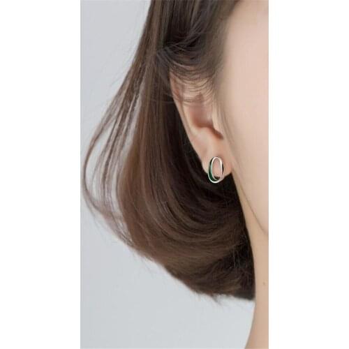 Enamel Geometry Round Circle Stud Earrings For Temperament Women Party Festival Fine Jewelry 925 Sterling Silver Accessories